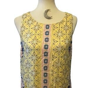 Sundance Multicolor Floral Shift Sharkbite Hem Sleeveless Keyhole back Dress M/L